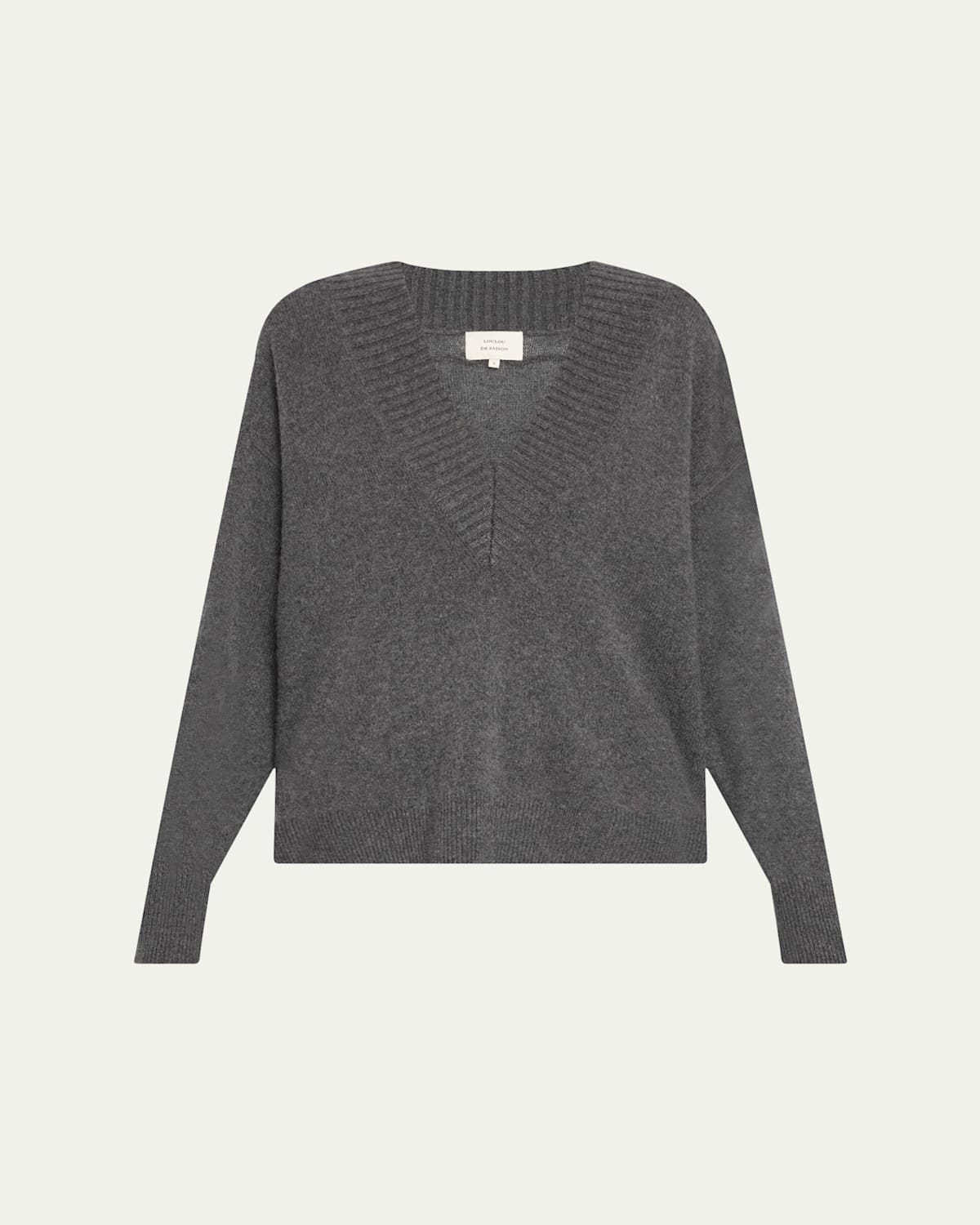 Loulou De Saison Sage V-neck Cashmere Oversized Sweater In Gray