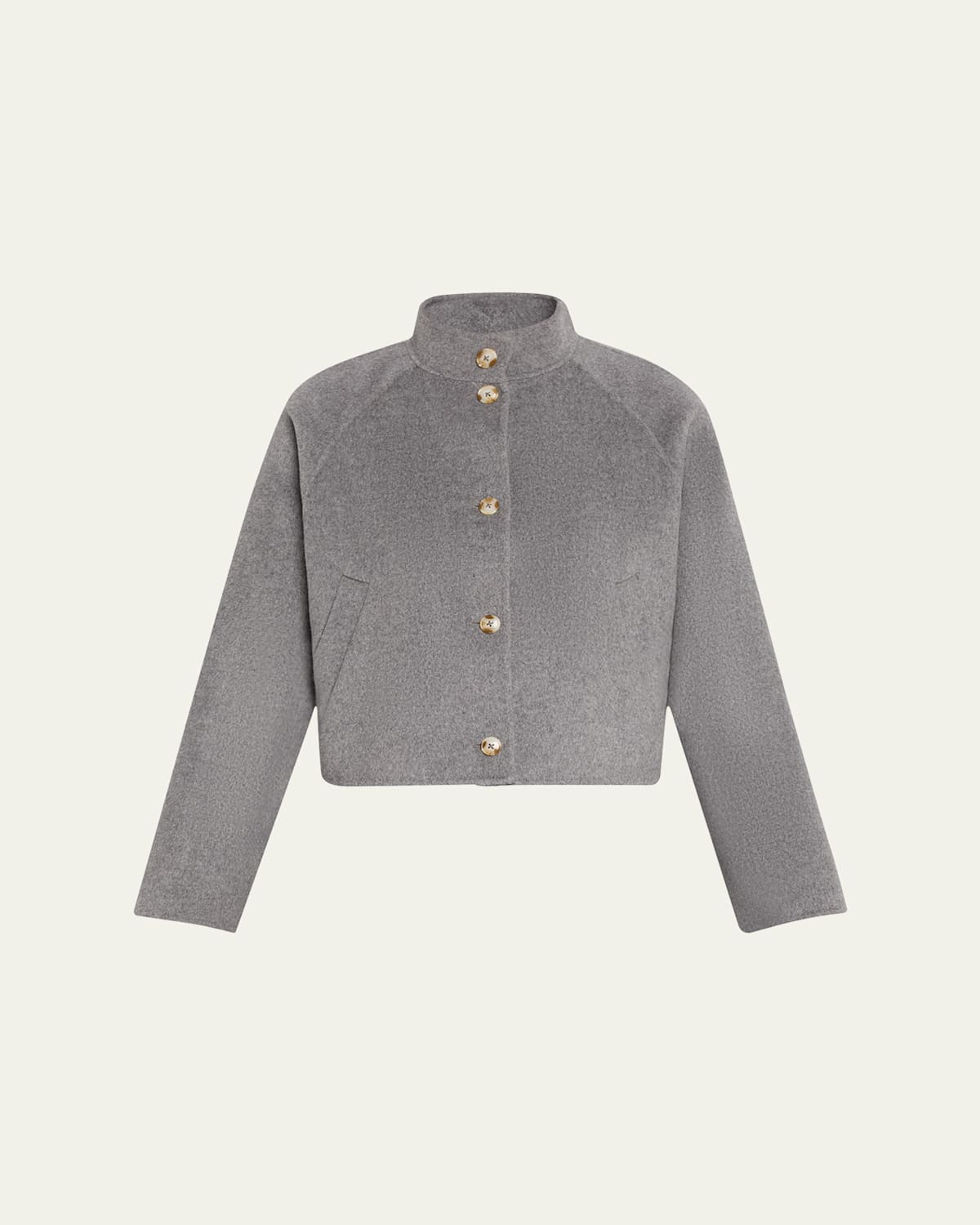 Loulou De Saison Nyma Wool-cashmere Crop Jacket In Gray