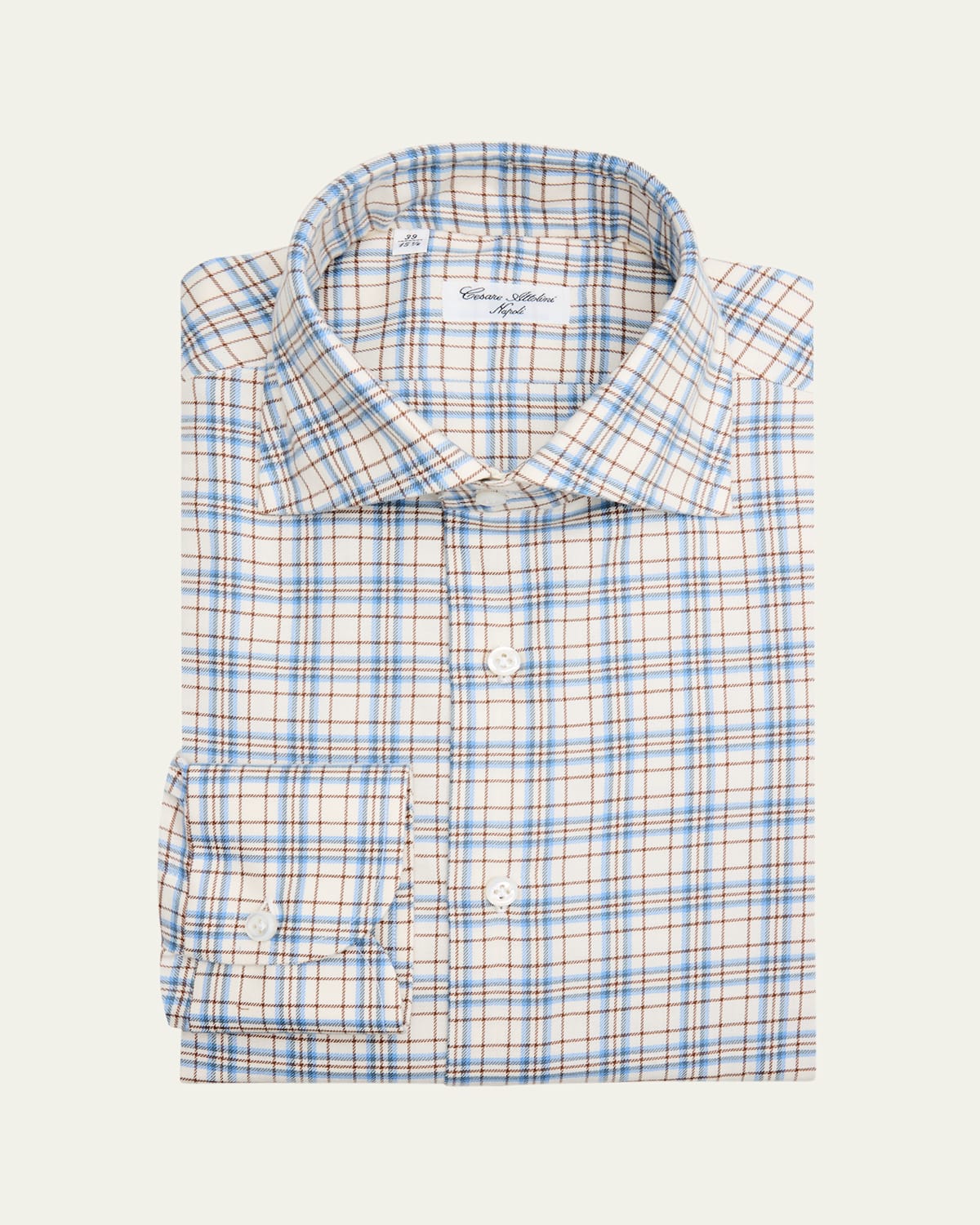 Men's Plaid Cotton Barrel-Cuff Sport Shirt