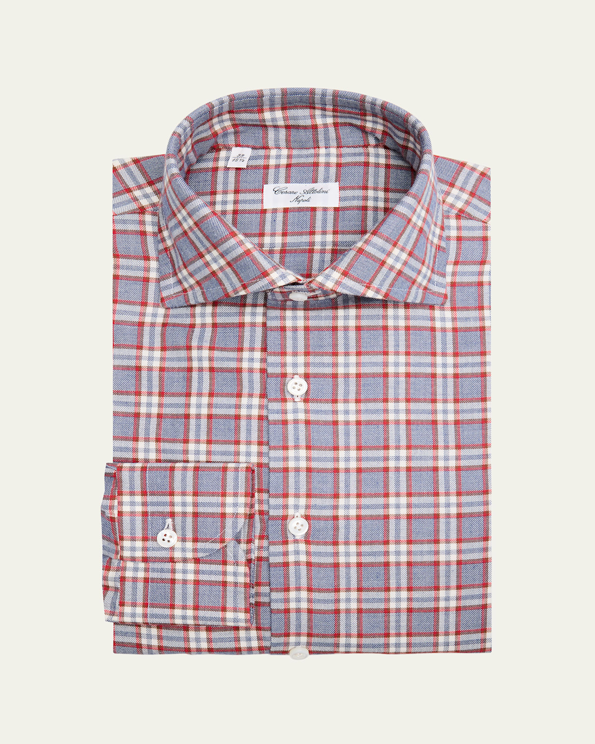 Men's Plaid Cotton Barrel-Cuff Sport Shirt