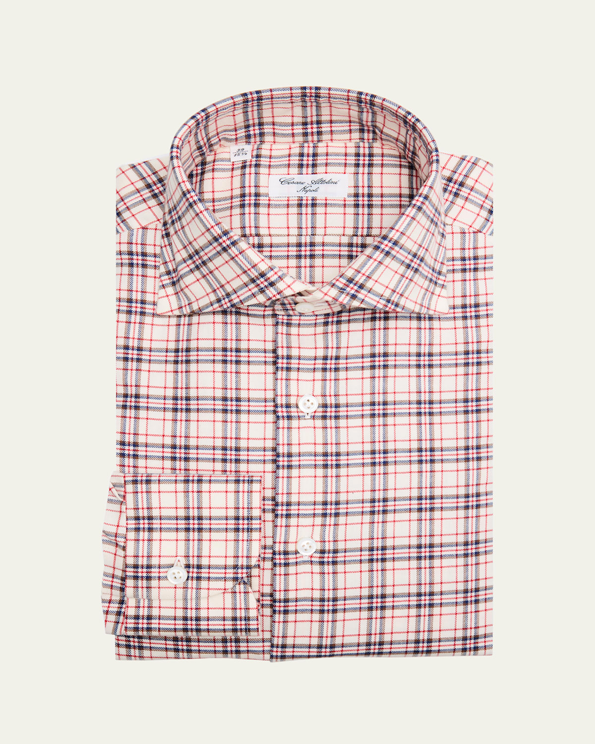 Men's Plaid Cotton Barrel-Cuff Sport Shirt