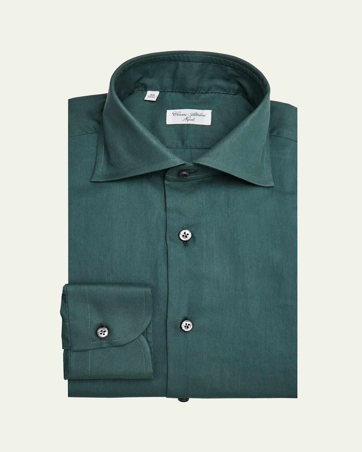 Cesare Attolini Men's Solid Cotton Spread-collar Sport Shirt In Green