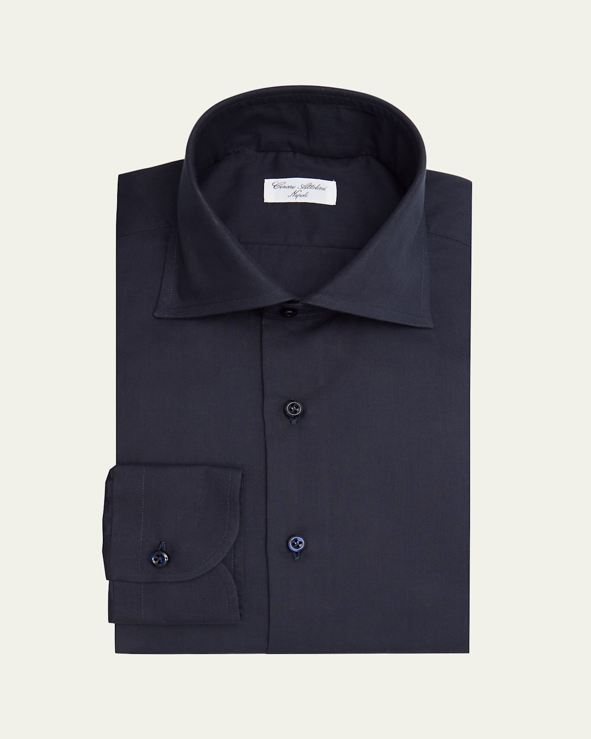 Cesare Attolini Men's Solid Cotton Spread-collar Sport Shirt In Blue