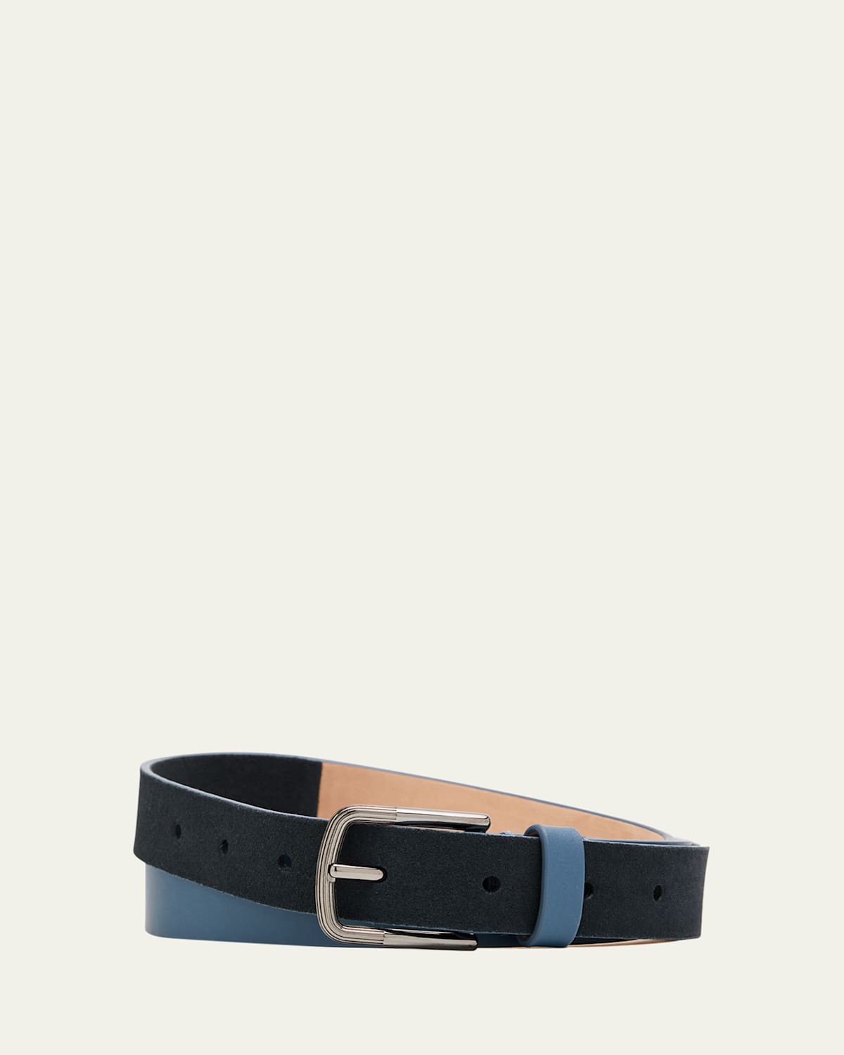 Giorgio Armani Men's Suede And Leather Reversible Belt In Blue