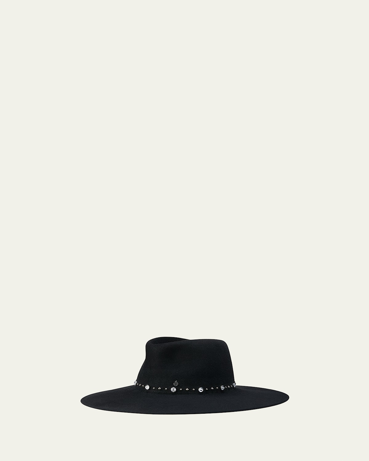Maison Michel Roy Rock Studs Wool Felt Fedora Hat In Black