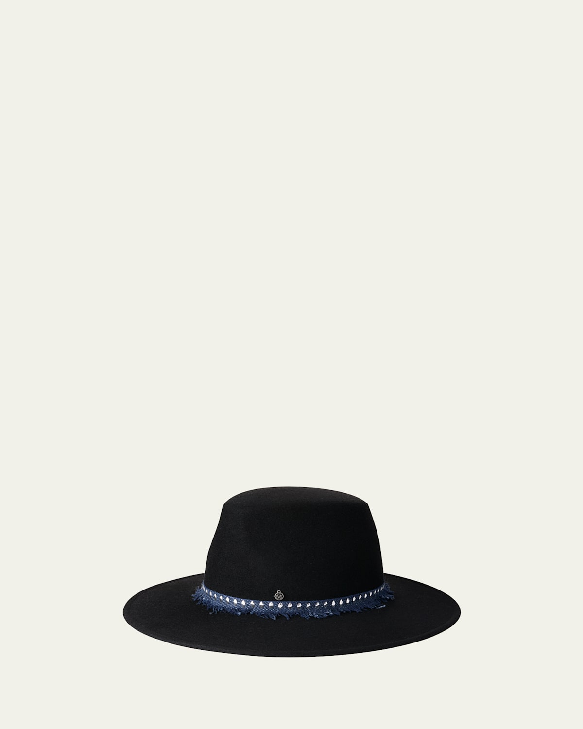 Maison Michel Kyra Fringed Ribbon Wool Felt Fedora Hat In Black