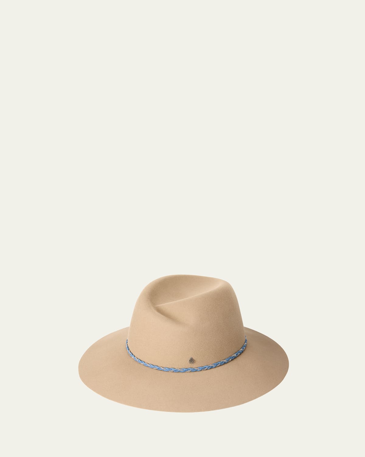 Maison Michel Virginie Braided Denim Wool Felt Fedora Hat In Brown