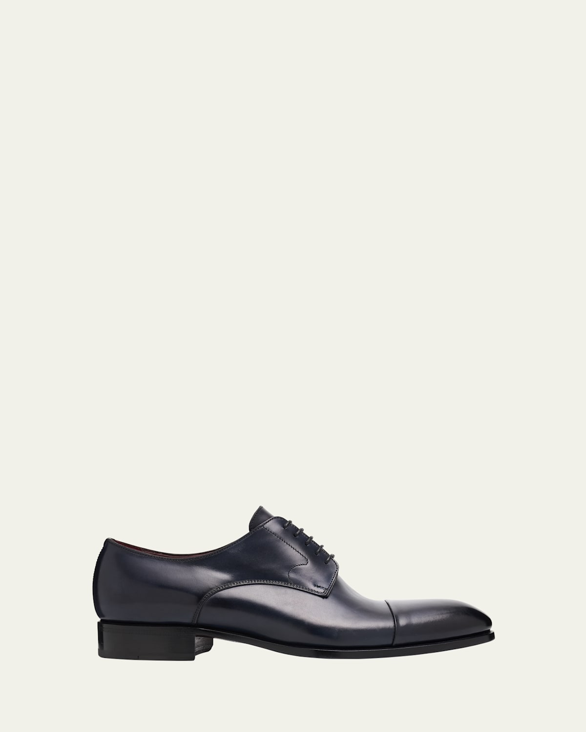 Brioni Men's Milano Leather Cap-toe Derby Shoes In Black