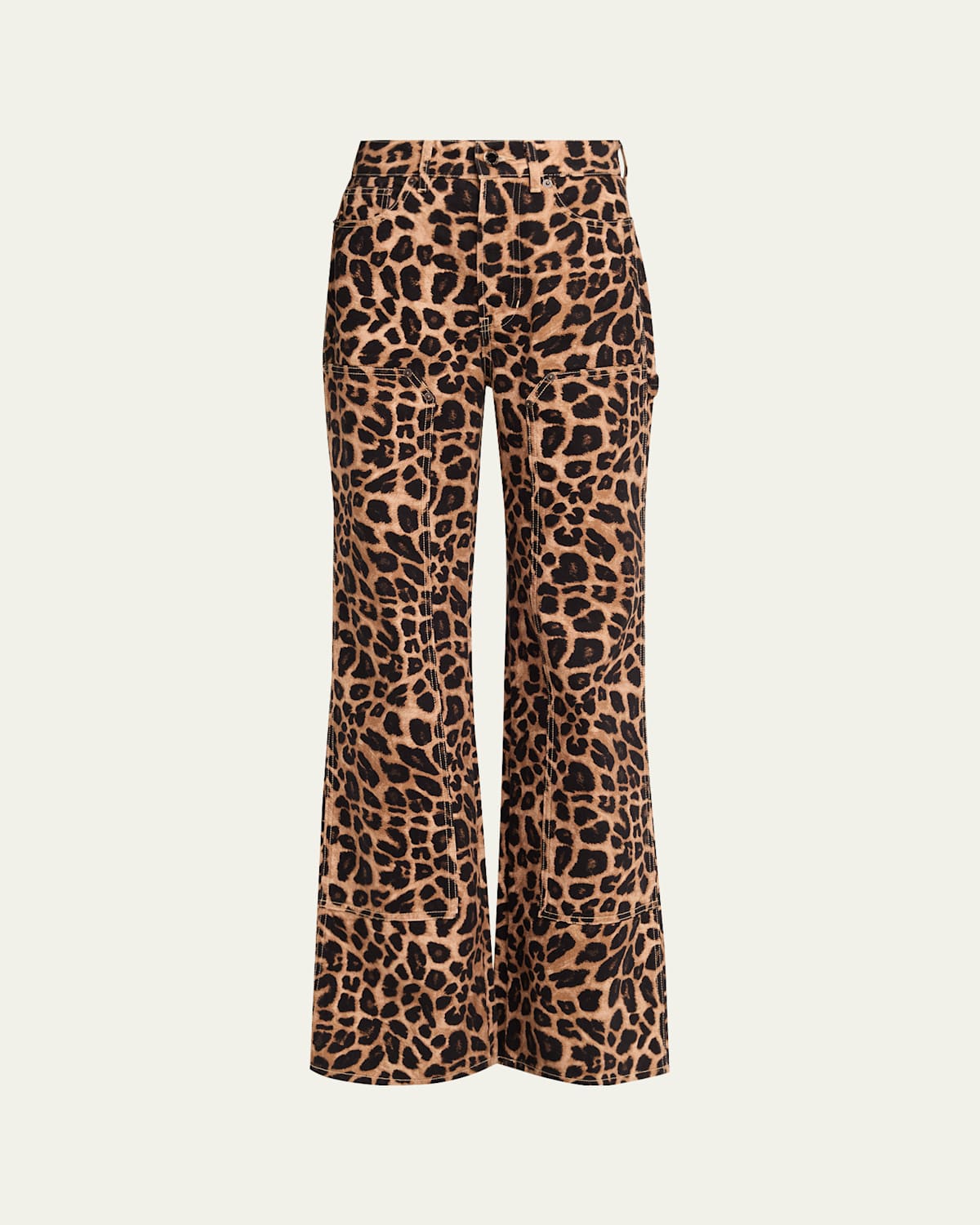 Veronica Beard Taylor High-rise Wide-leg Leopard Jeans With Chaps In Animal Print