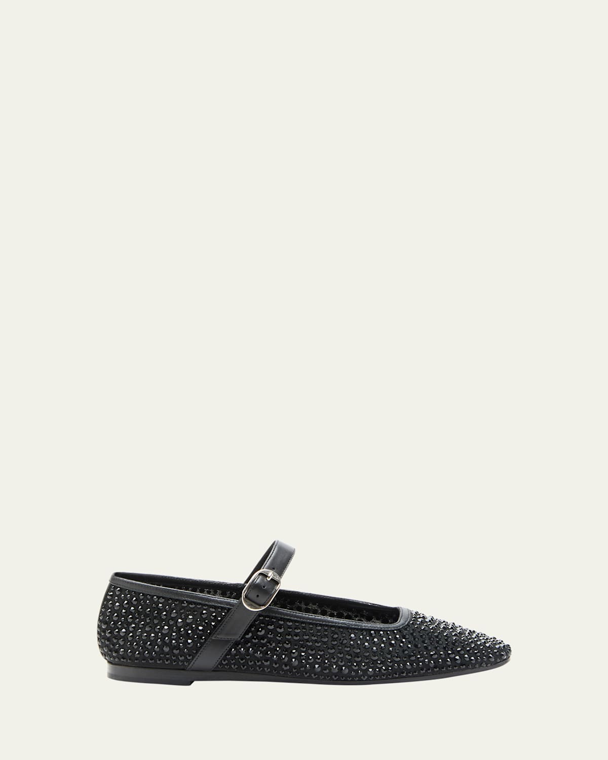 Le Monde Beryl Crystal Mesh Mary Jane Ballerina Flats In Black