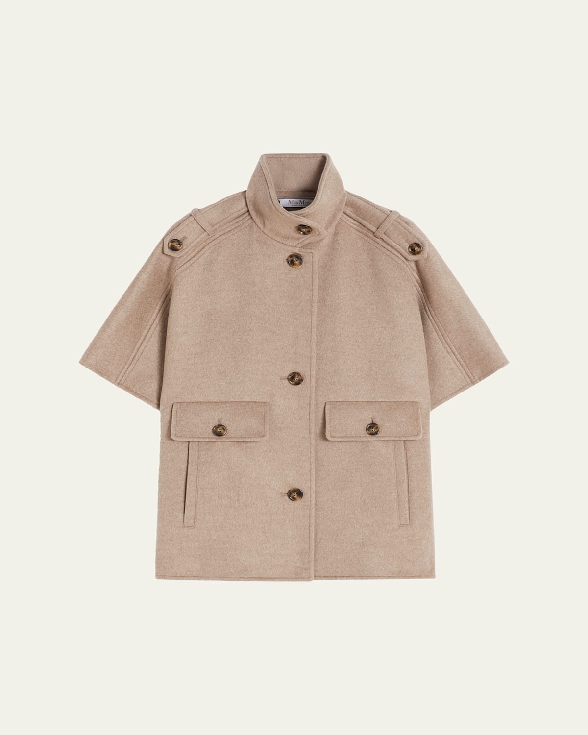 Max Mara Venerpv Cashmere Short-sleeve Cape In Neutral