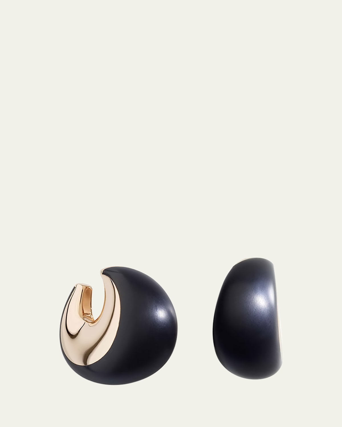 Pirouette 18K Rose Gold Ebony Wood Clip Earrings