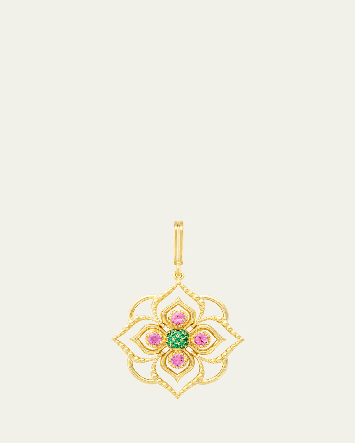 Giardino 18K Yellow Gold Green Fields Charm with Sapphire and Tsavorite