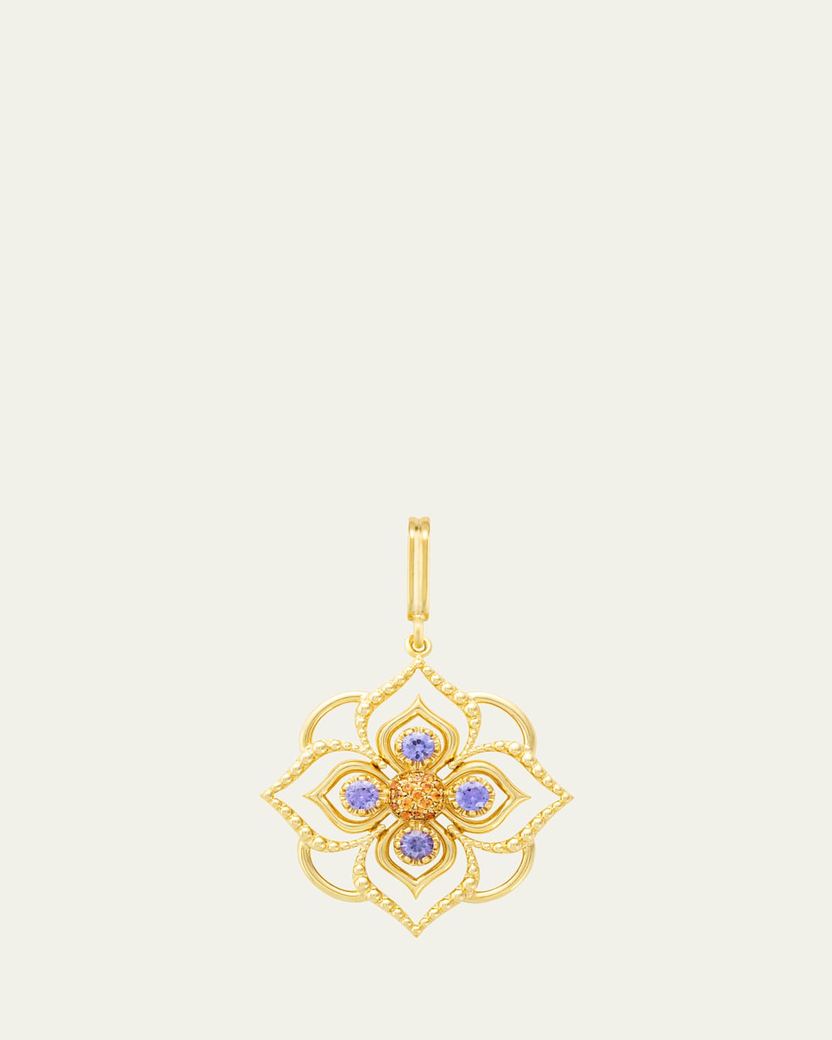 Giardino 18K Yellow Gold Orange Blossom Charm with Sapphire and Garnet