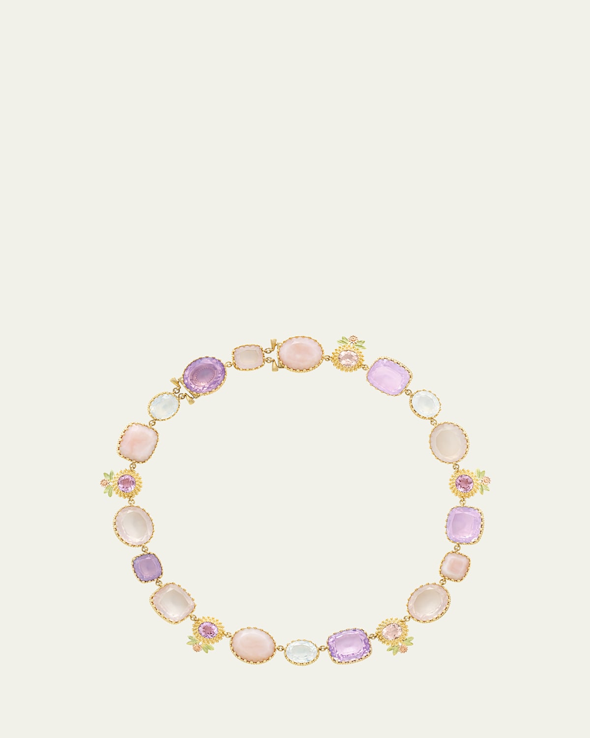 18K Yellow, Rose and Green Gold Pierreries Rose Necklace