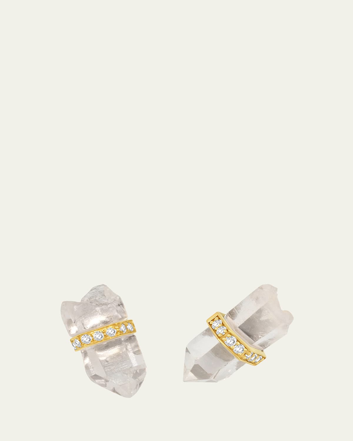 Crystalline Crystal Quartz and Diamond Stud Earrings