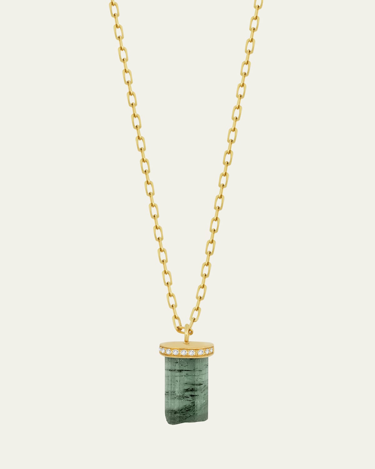 Chains and Charms Green Tourmaline Necklace with Diamond Cap