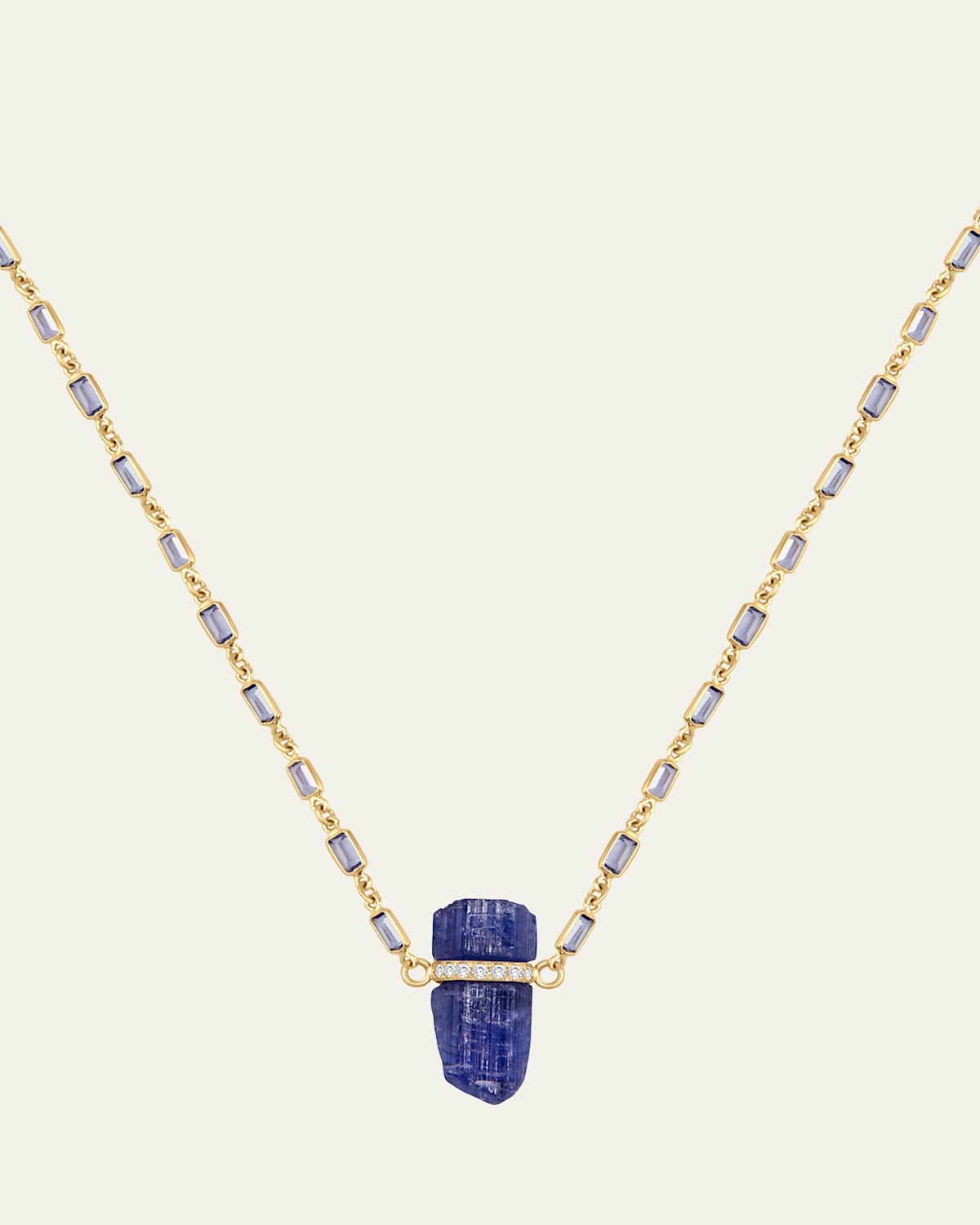 Tanzanite and Diamond Bar Tennis Necklace