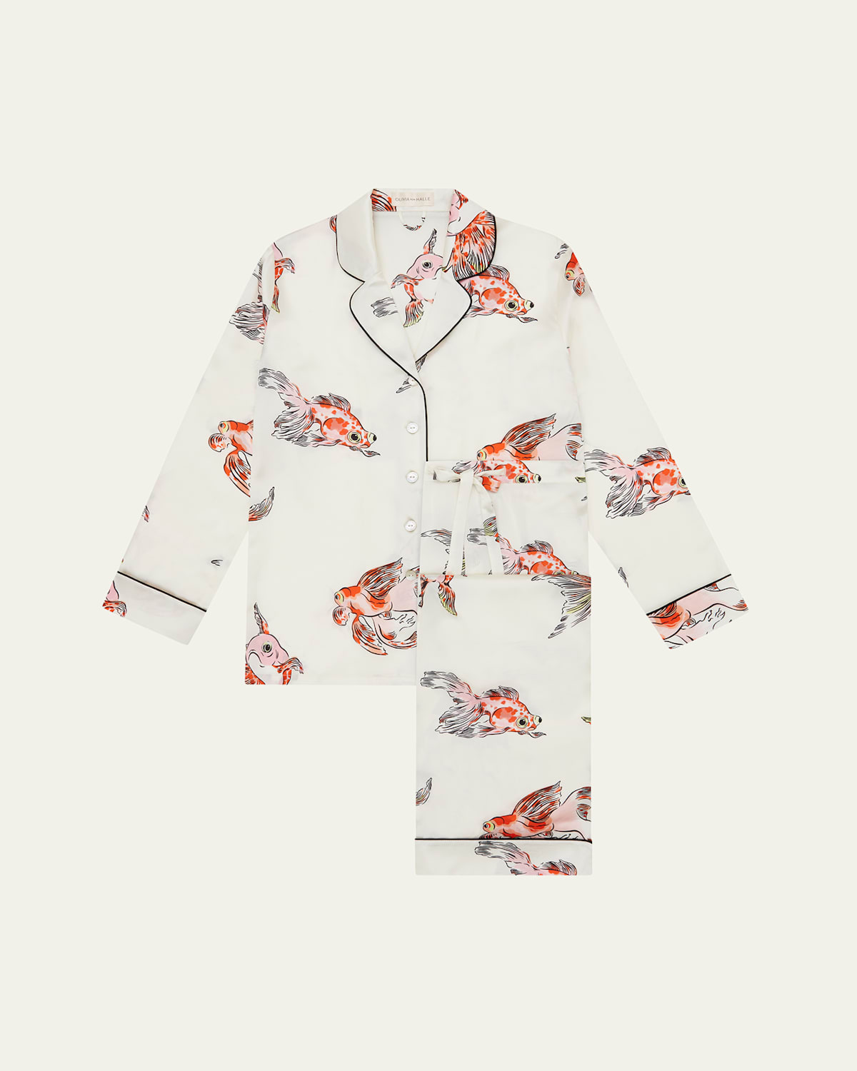 Olivia Von Halle Lila Cora Fish-print Silk Pajama Set