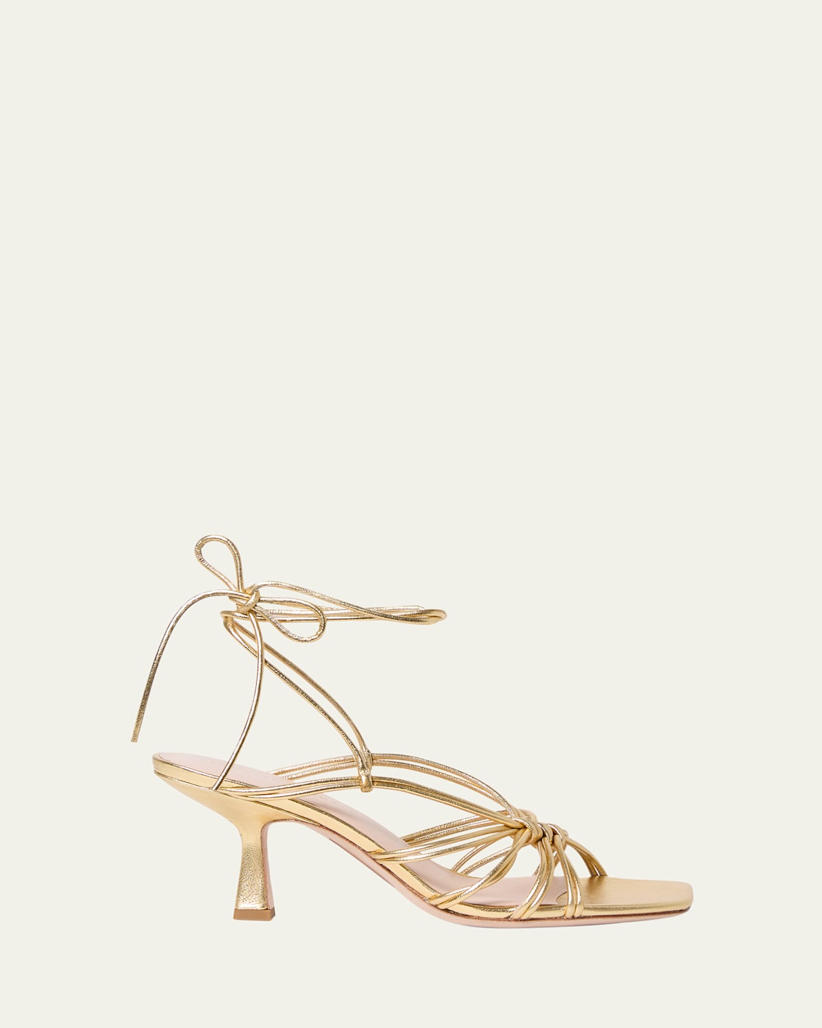 Loeffler Randall Vivienne Strappy Metallic Leather Lace-Up Sandals