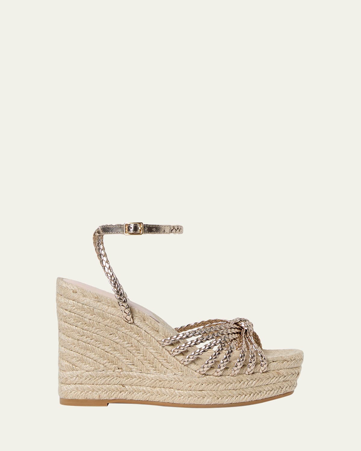 Loeffler Randall Pamela Mignon Knotted Metallic Leather Wedges