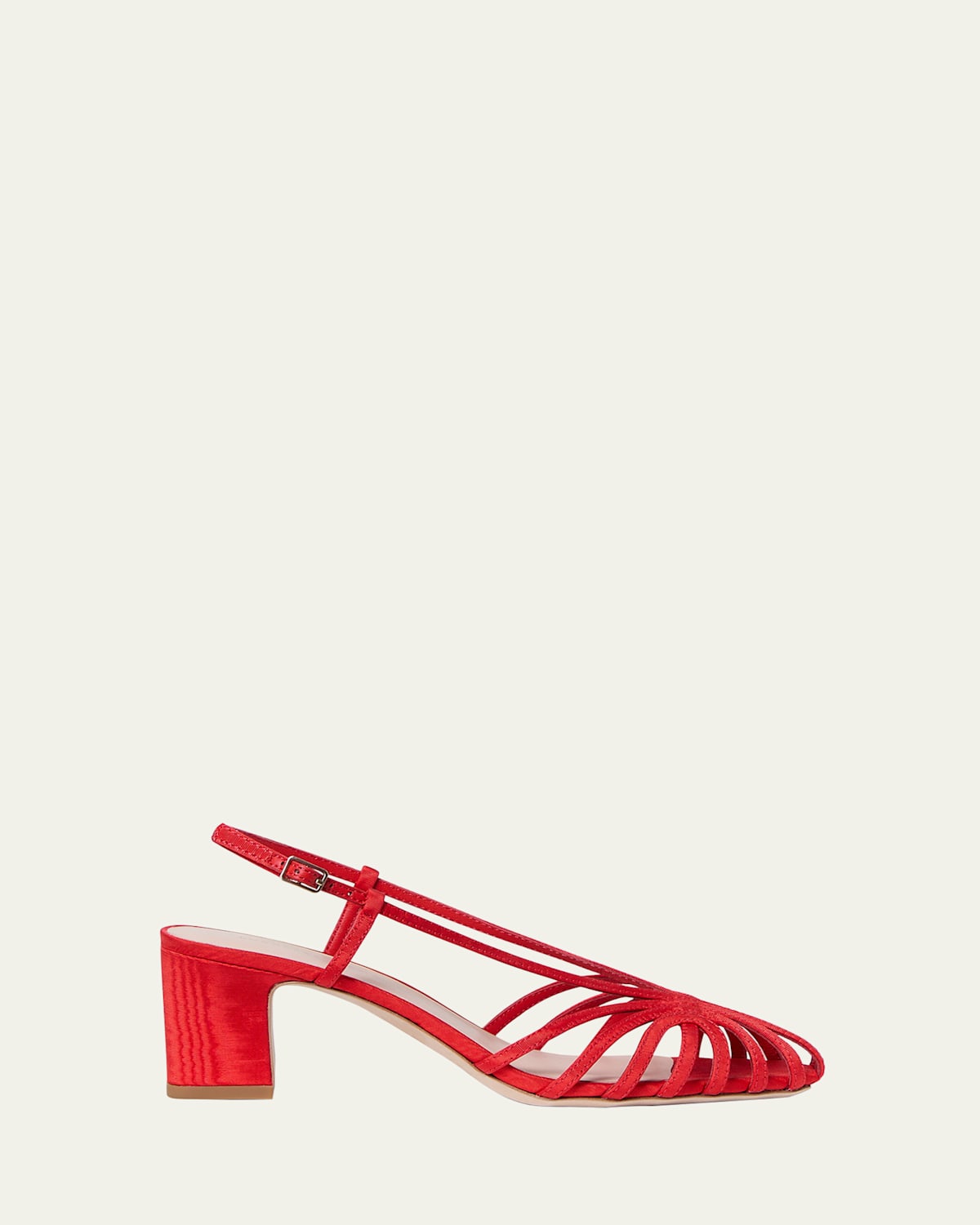 Priscilla Lattice Sling-Back Block-Heel Sandals