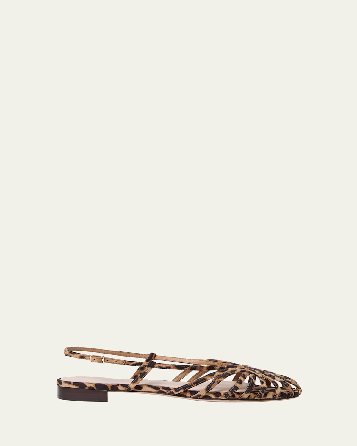 Devon Lattice Leopard Leather Slingback Sandals