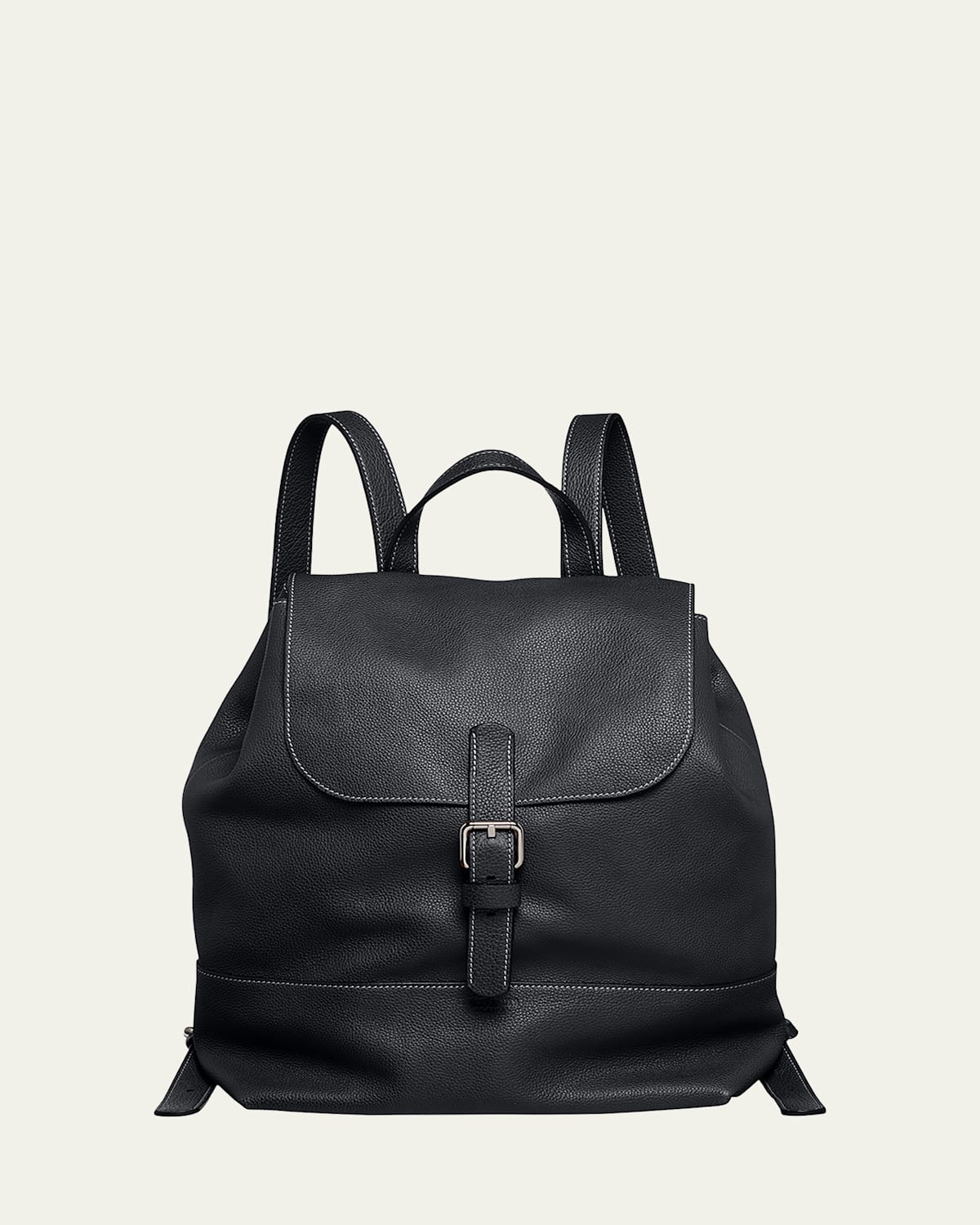 Giorgio Armani Men's Pebble Leather Flap-top Backpack In Black