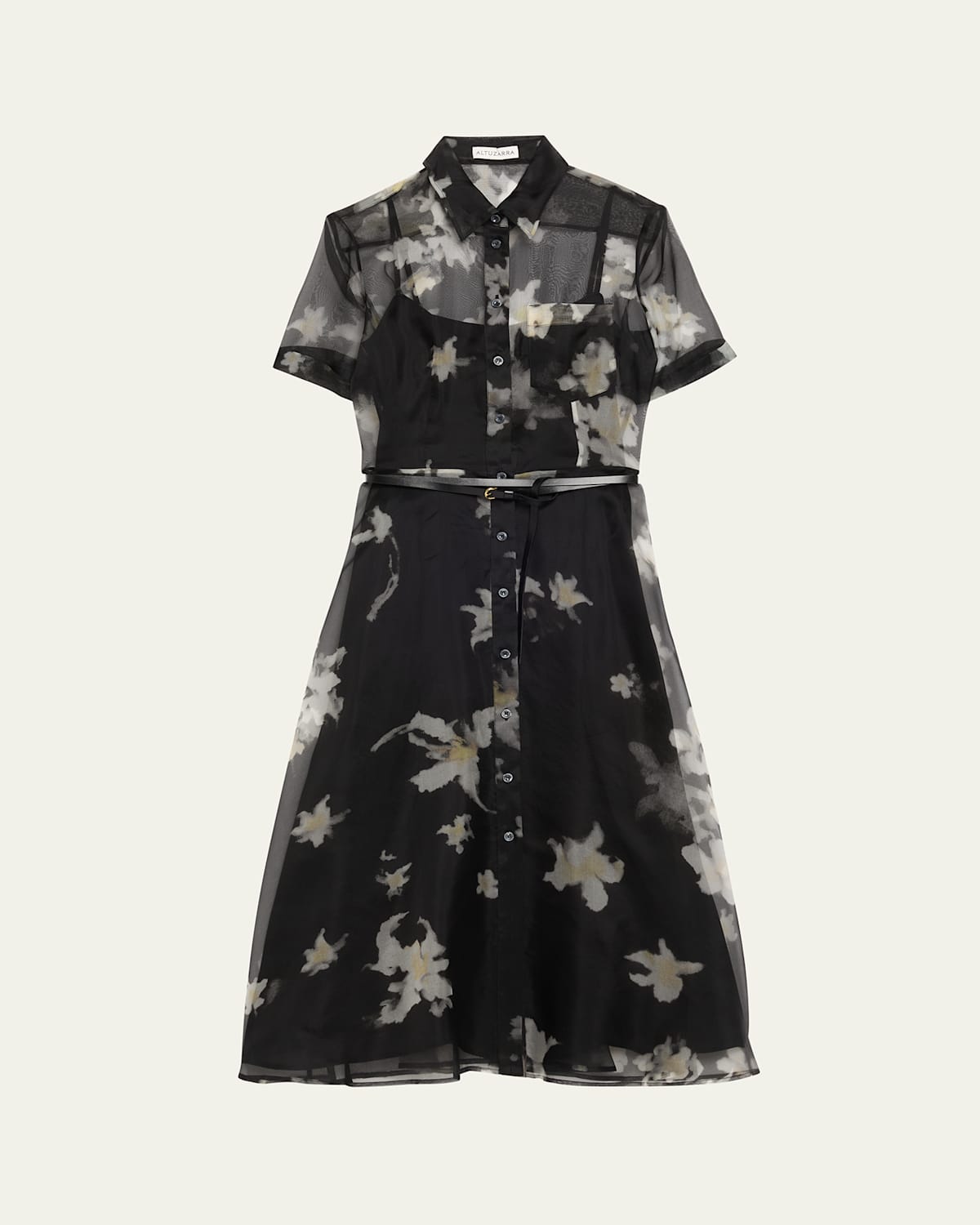 Altuzarra Kiera Floral Sheer Silk Midi Shirtdress