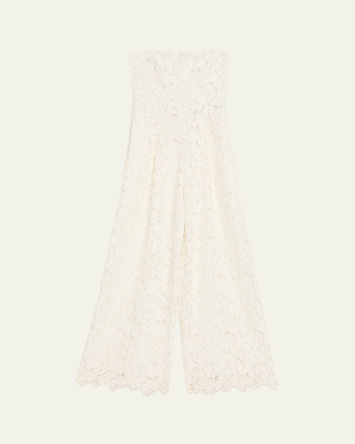 Simkhai Rebecca Strapless Corded Lace Wide-leg Jumpsuit In White