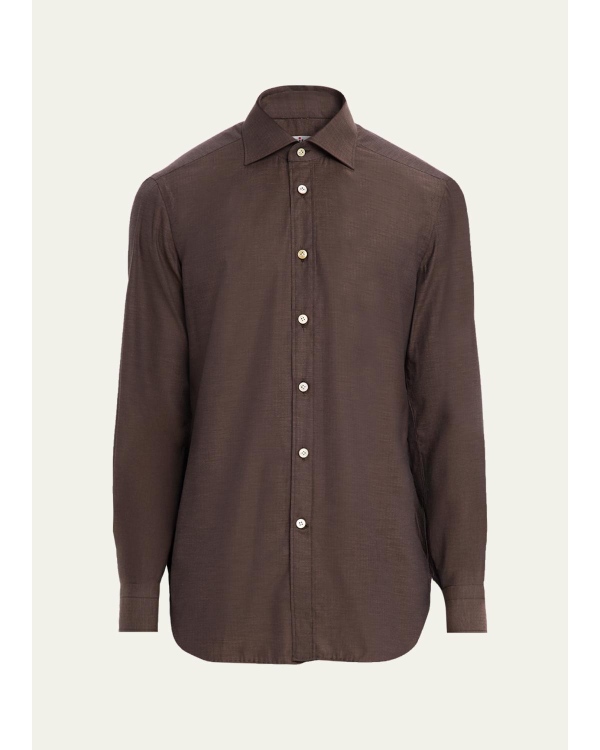 Men'S Cotton Micro-Herringbone Sport Shirt