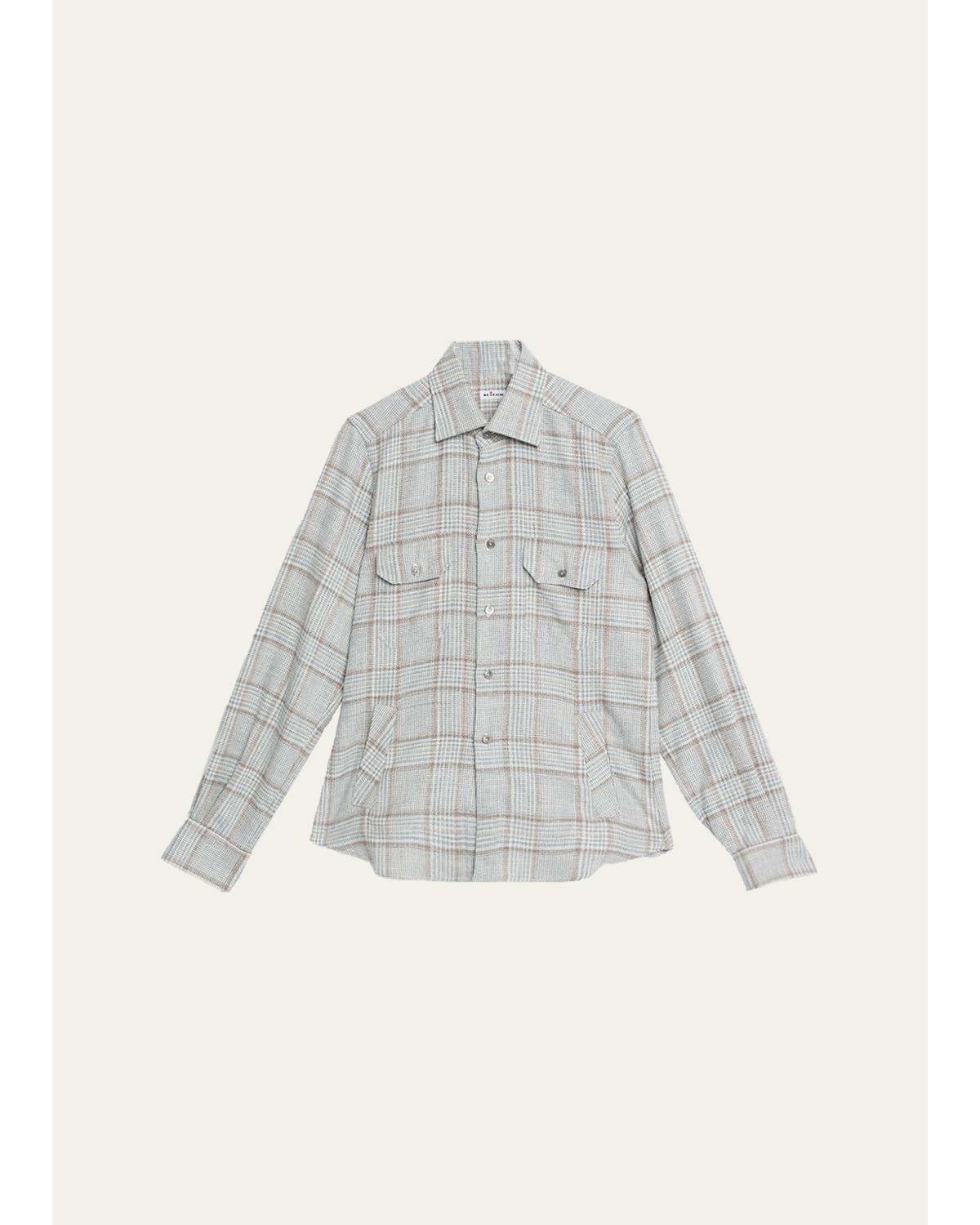 Men'S Wool-Blend Plaid Overshirt With Pockets