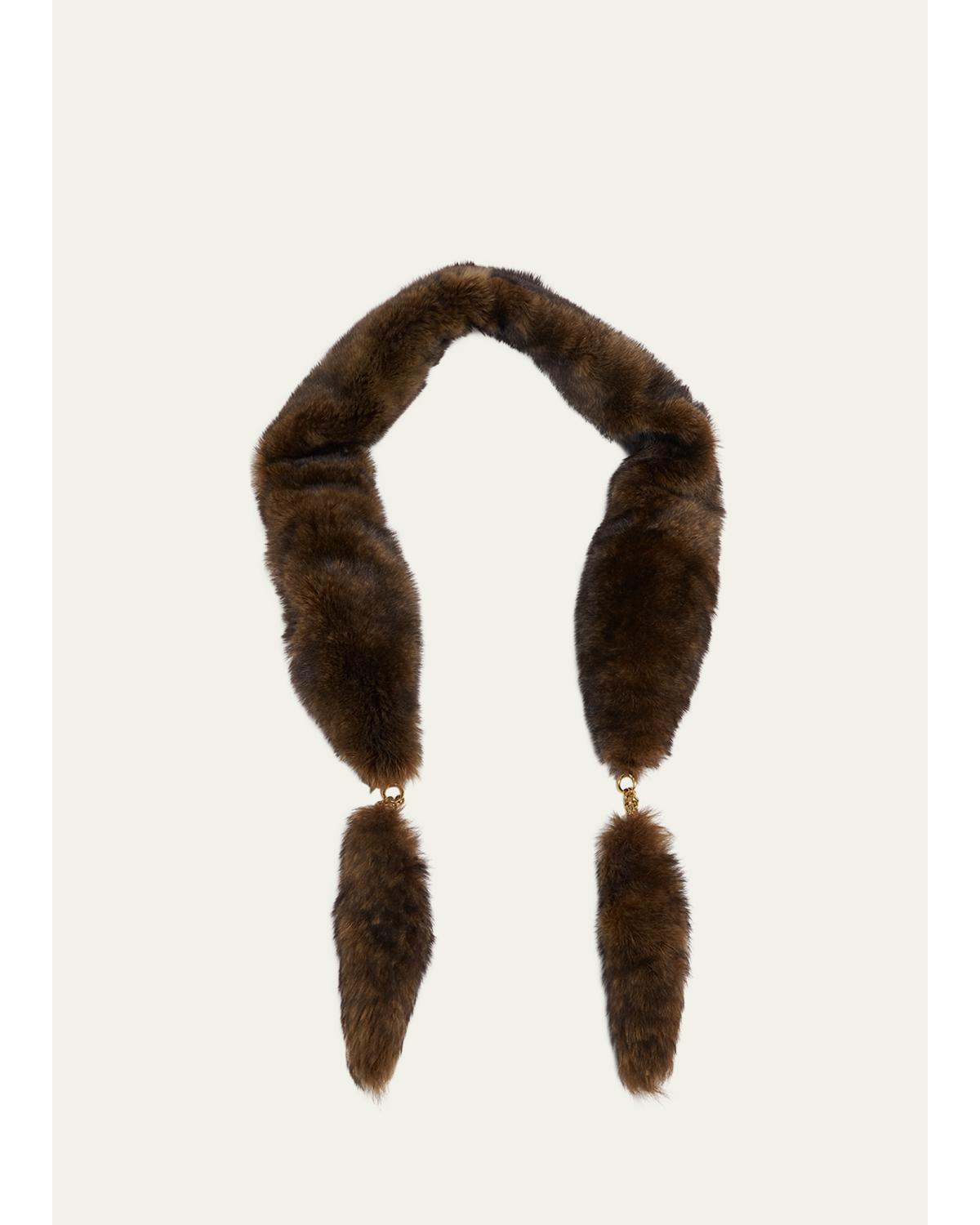Lamb Shearling Chain-Tails Scarf