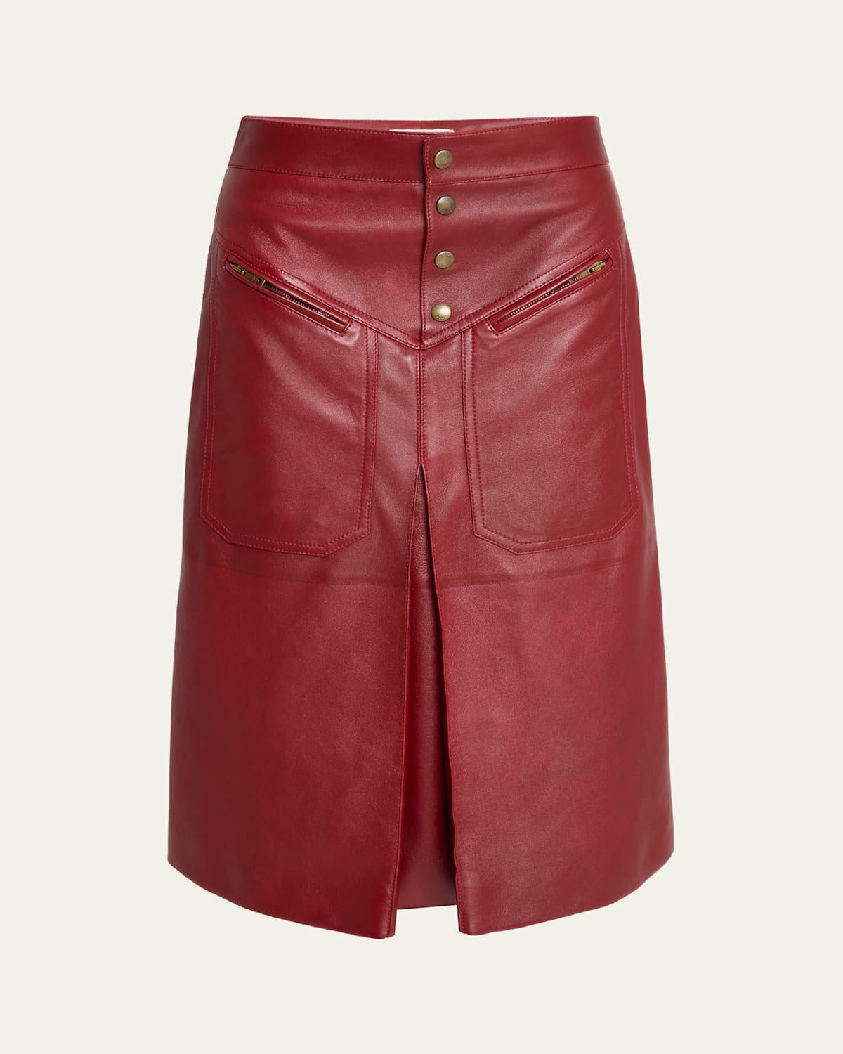 Chloé Knee-length Skirt In Leather Red Size 10 100% Lambskin In Burgundy