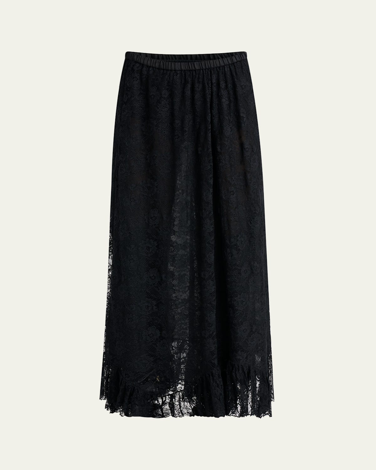 Chloé Flower Lace Ruffle-hem Maxi Skirt In Black
