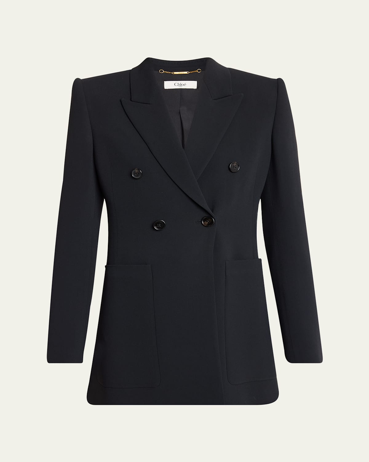Chloé Soft Crepe Double-breasted Jacket In Black