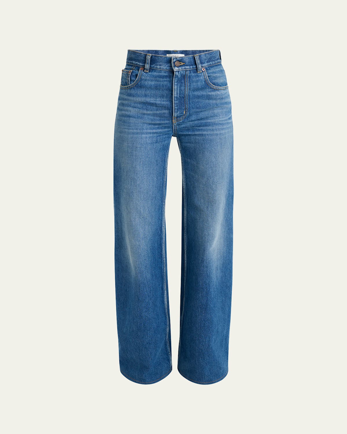 Rigid Denim Wide-Leg Pants