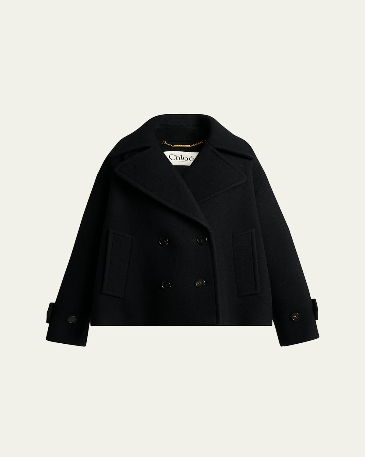 Chloé Double-breasted Wool Peacoat In Black