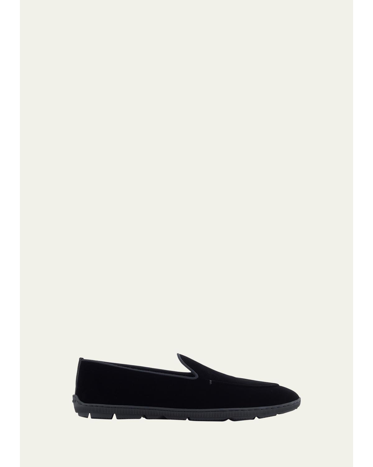 Men'S Velvet Rubber-Sole Slipper Loafers
