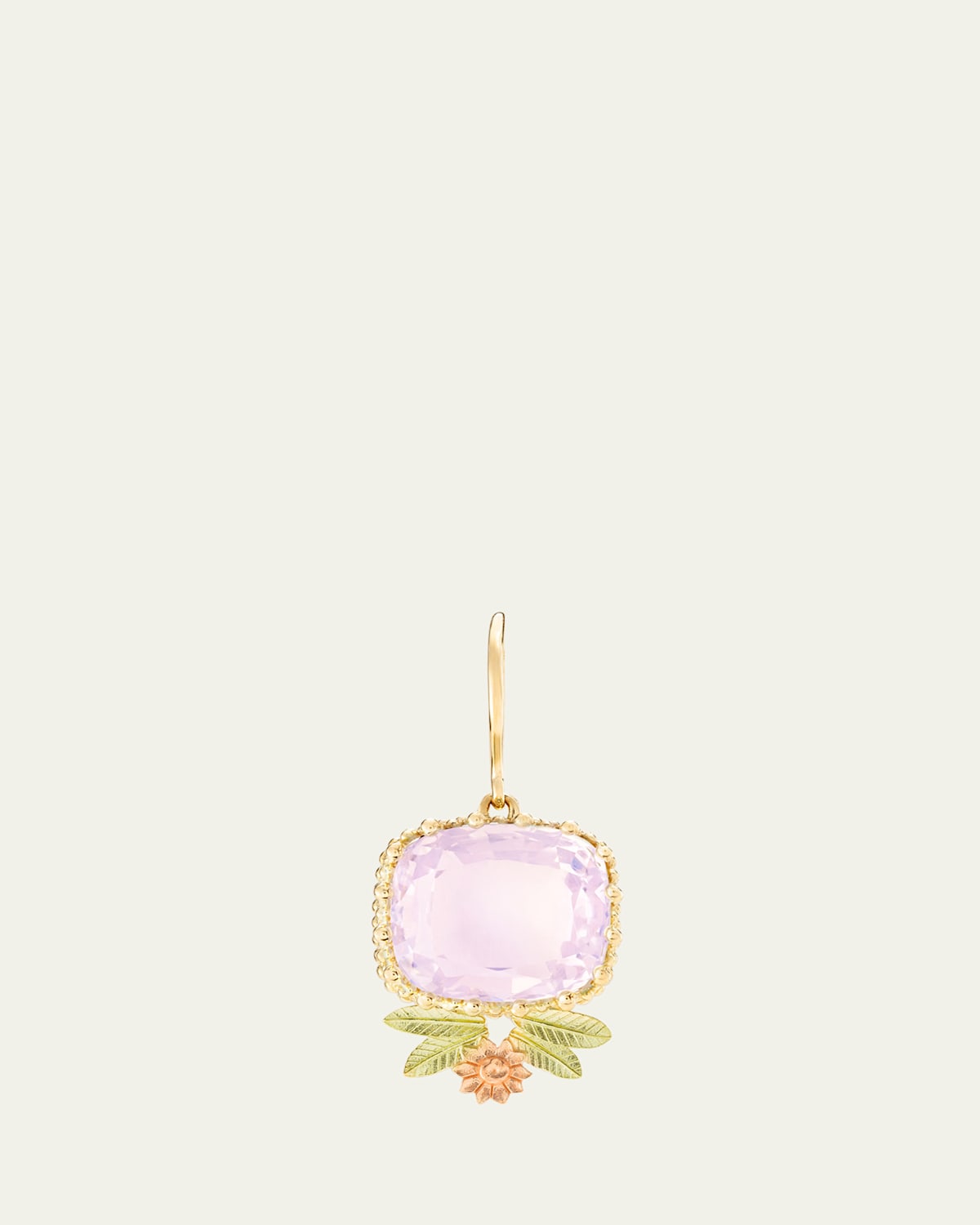 18K Yellow Gold Pierreries Rose Earring with Down Style, Single