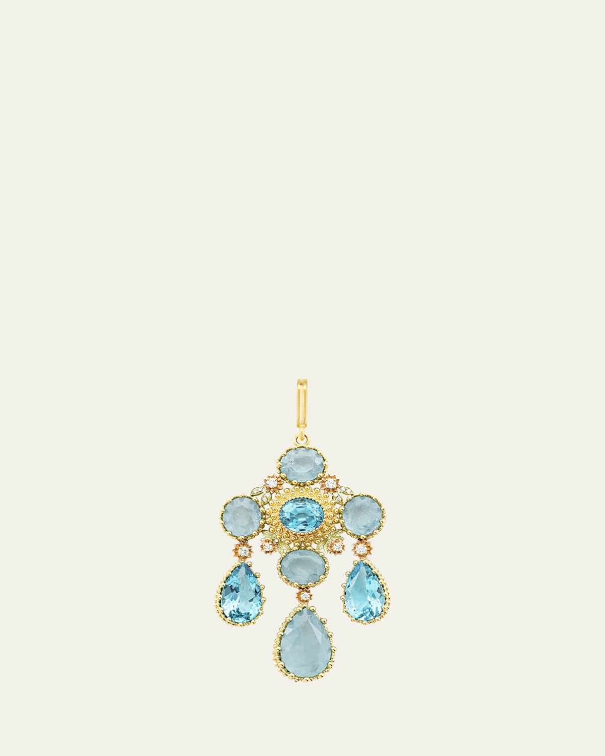 18K Yellow Gold Talisman Pierreries Blue Charm with Diamonds