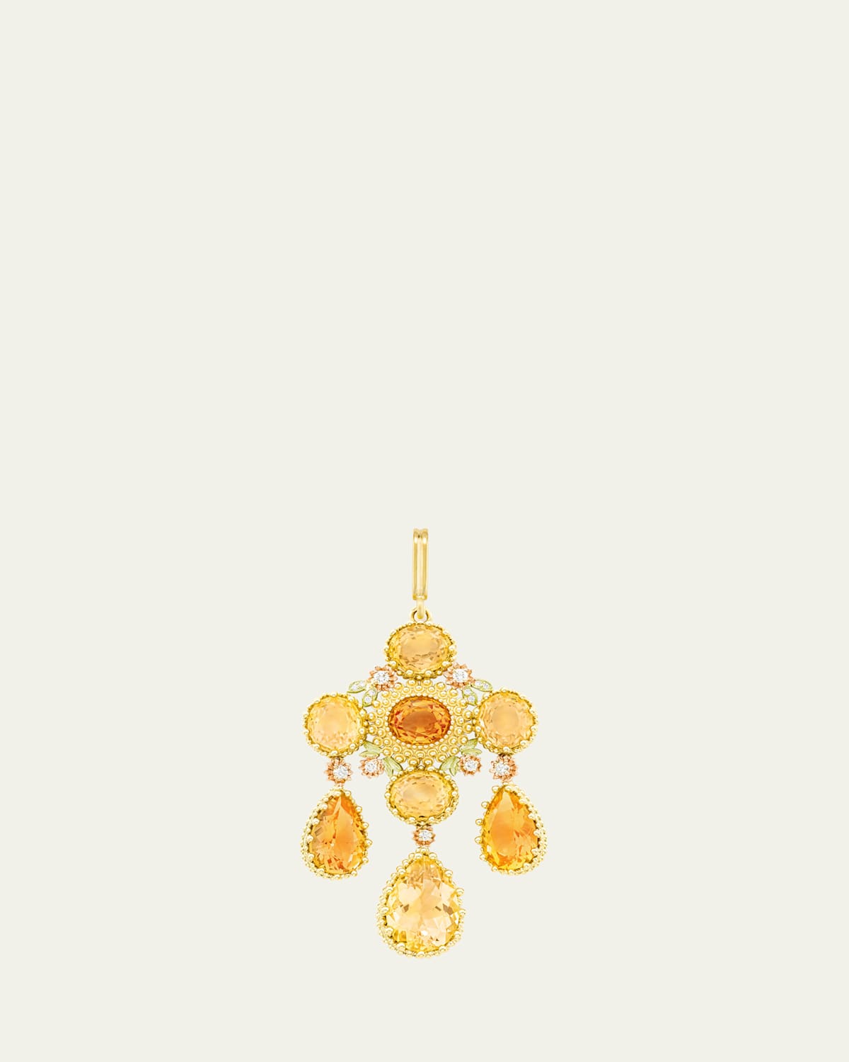 18K Yellow Gold Talisman Pierreries Citrine Charm with Diamonds