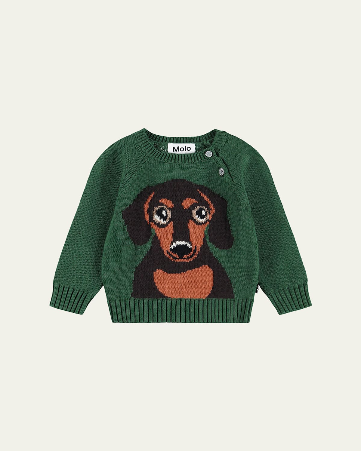 Molo Boy's Bless Teddy Knit Sweater In Green
