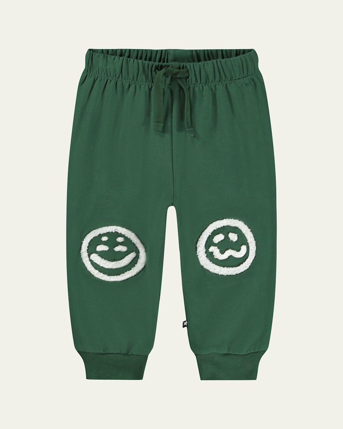 Molo Girl's Simeon Smiling Face Cotton Jogger Pants In Green