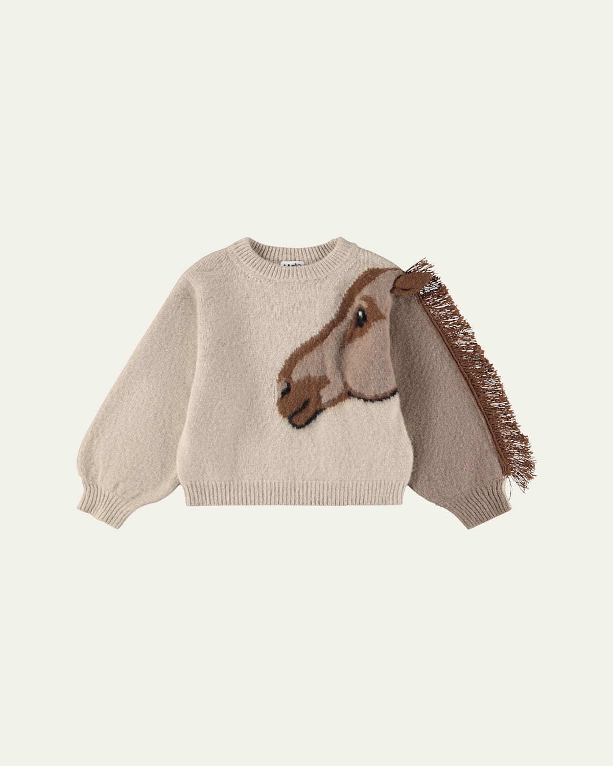 Molo Girl's Gisela Wool Horse Fringe Sweater In Brown
