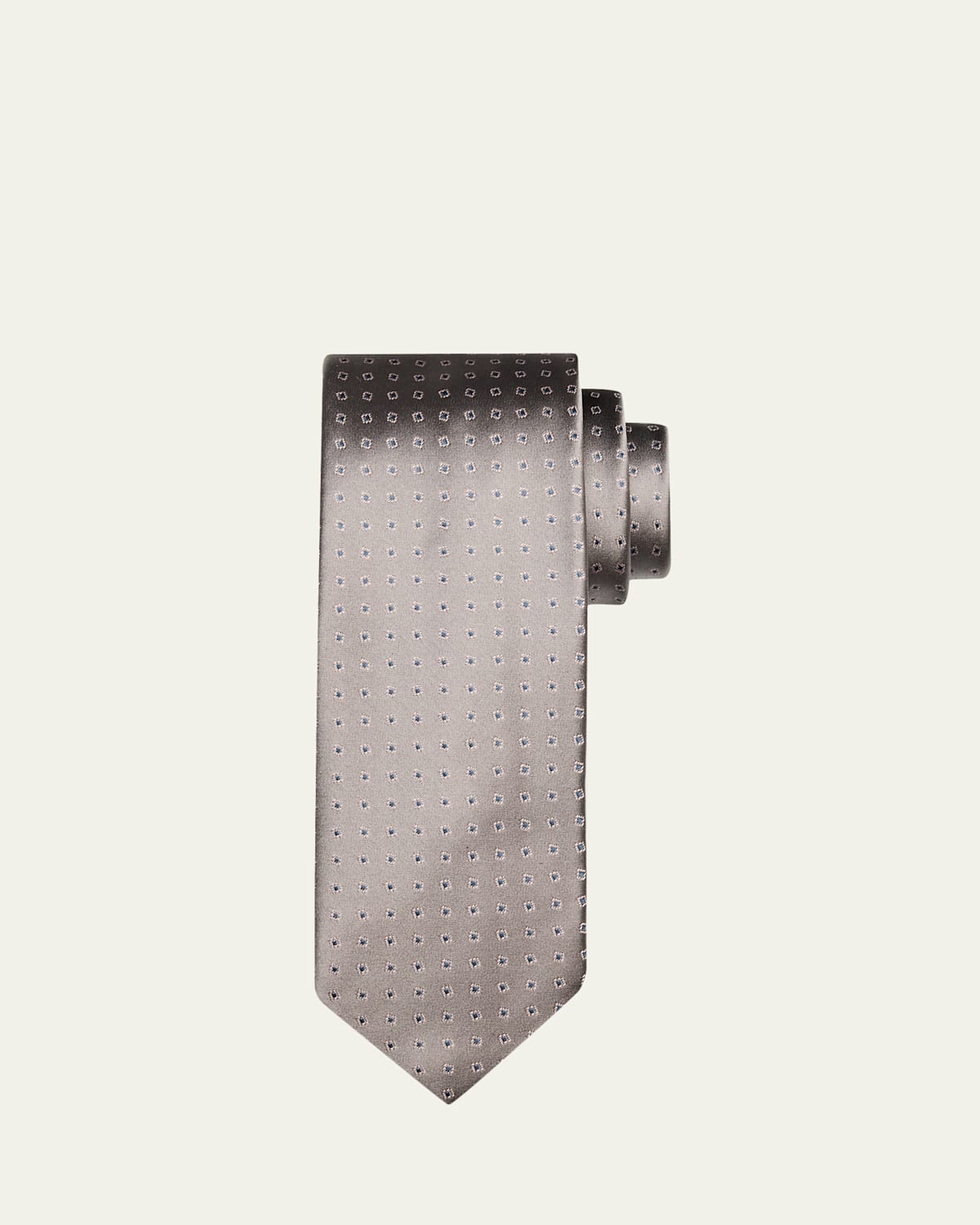 Charvet Men's Micro-geometric Jacquard Silk Tie In Gray