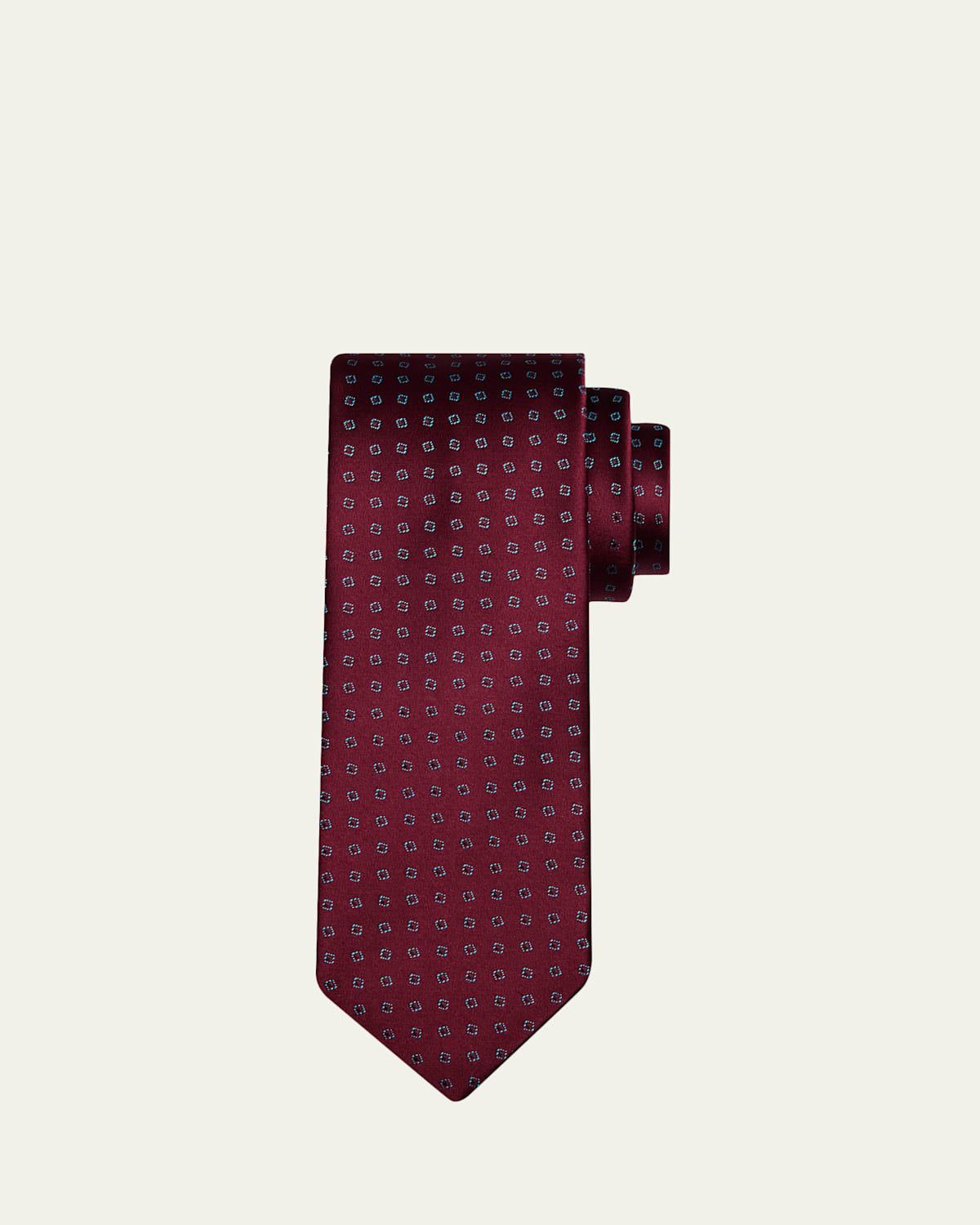 Charvet Men's Micro-geometric Jacquard Silk Tie In Burgundy