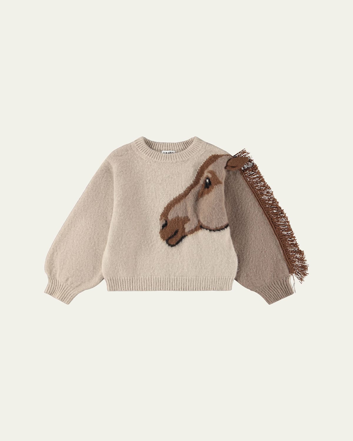 Molo Girl's Gisela Wool Horse Fringe Sweater In Brown