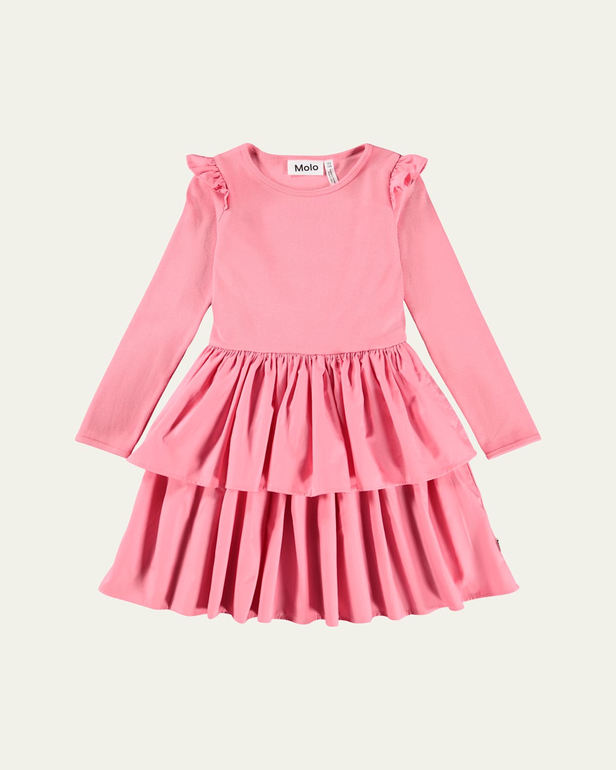 Molo Girl's Cathi Long-sleeve Dress In Pink