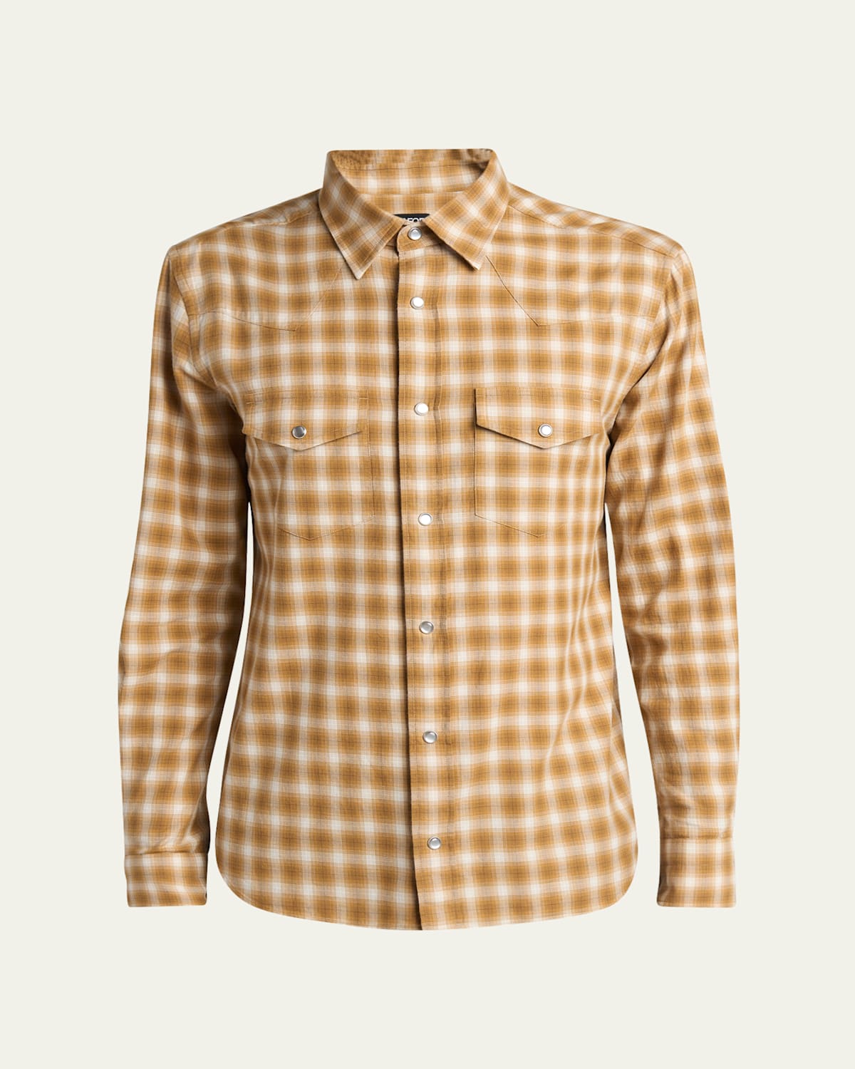 Tom Ford Men's Pale Soft Check Slim Fit Western Shirt